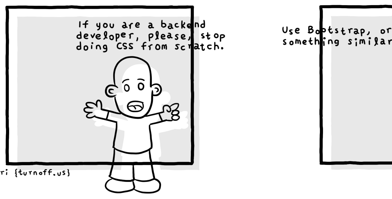 backend developer doing css geek comic